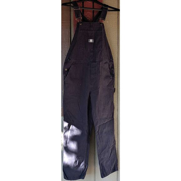 VANS Women's Medium Black Denim Overalls "Groundwork" Carpenter Bib Cotton - Picture 9 of 10